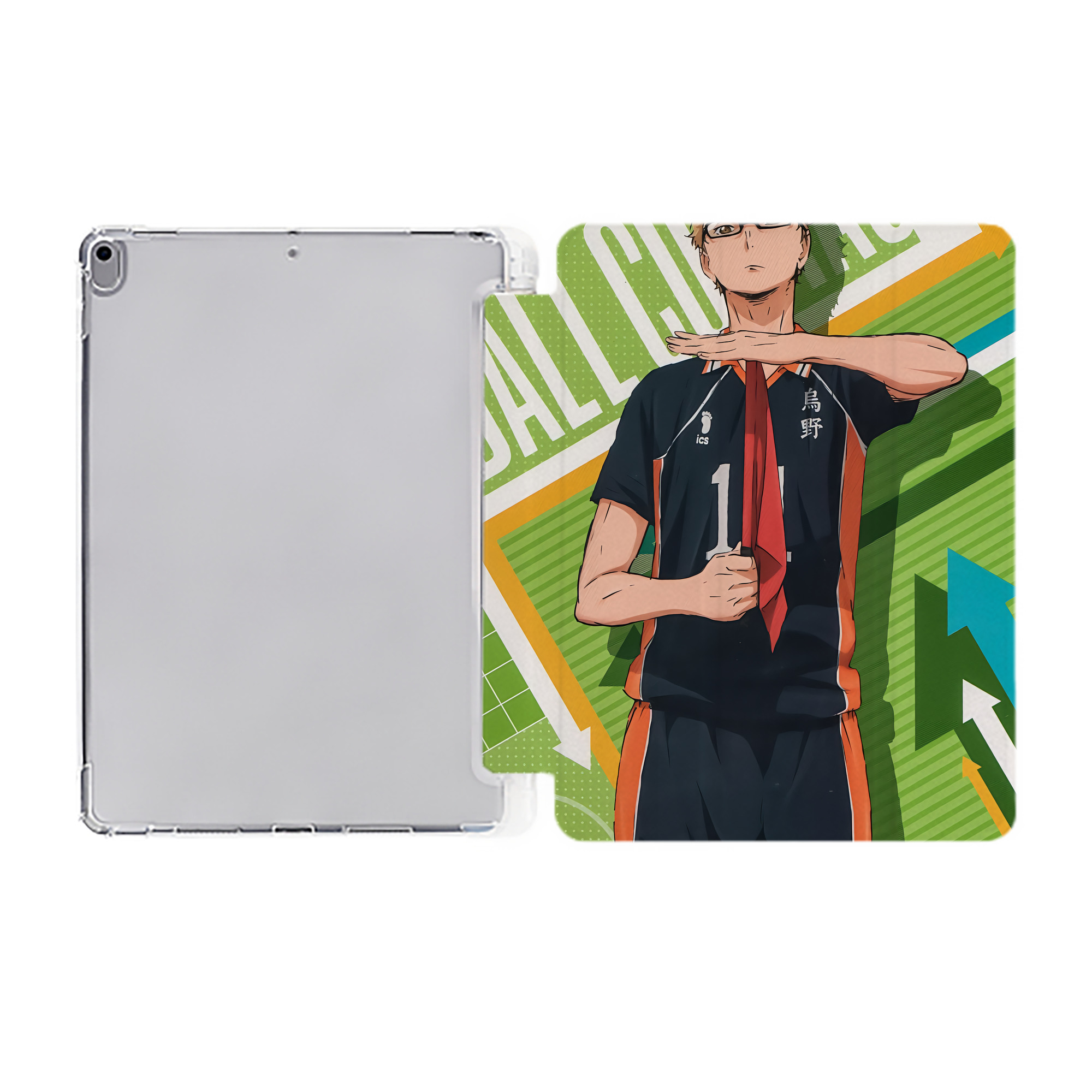 （画像用） ハイキュー!! Haikyu!! IPad ケース ペン収納付き 三つ折りスタンド PUレザー×シリコン 対応機種9.5/10.5/10.9インチ